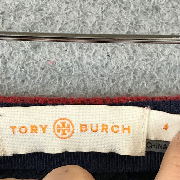 Tory Burch Geometric Wrap Skirt Red Green Blue Leather Trim Size 4 - Picture 3 of 10